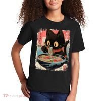 Kawaii Cat Eating Ramen Noodles Anime Kids T-Shirt thumb 2
