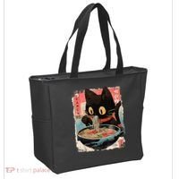 Kawaii Cat Eating Ramen Noodles Anime Tote Bag thumb 2