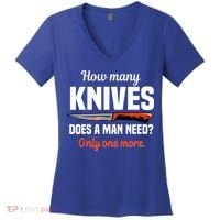 Knife Collector Enthusiast Cook Man Knives Collection Hobby Women's V-Neck T-Shirt thumb 0