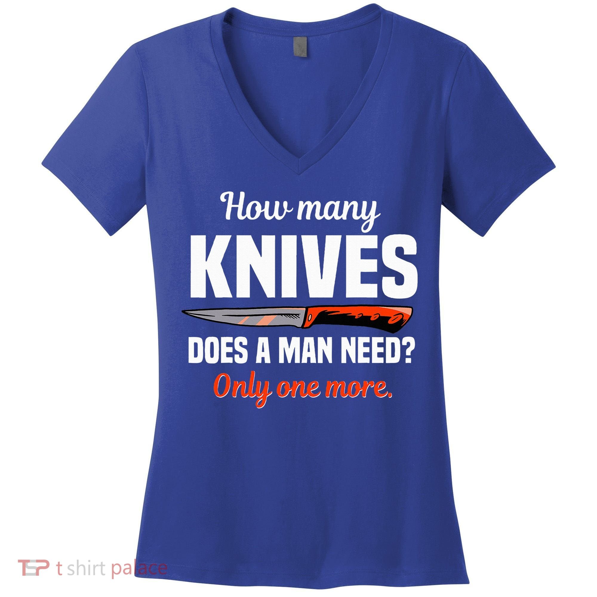 Knife Collector Enthusiast Cook Man Knives Collection Hobby Women's V-Neck T-Shirt