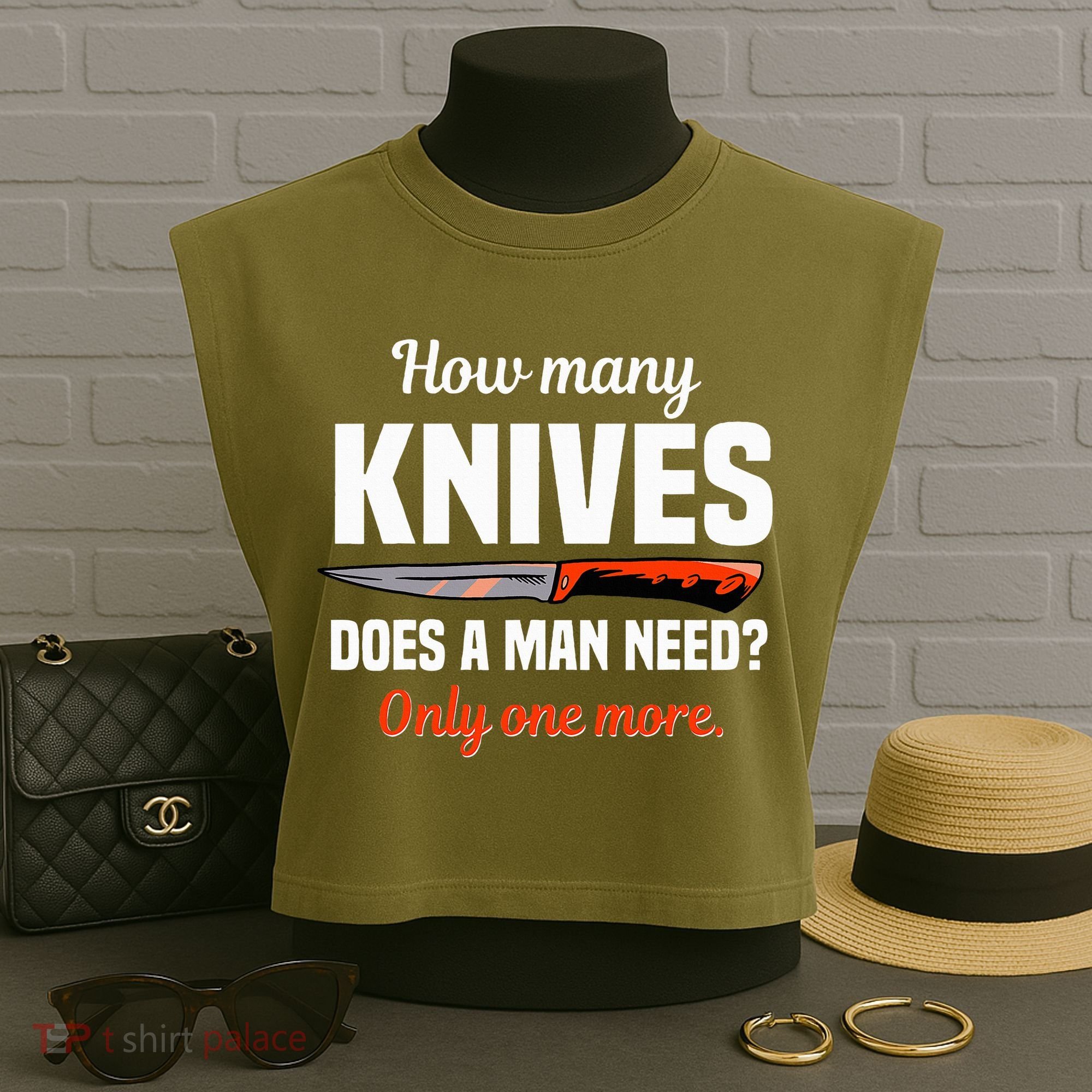 Knife Collector Enthusiast Cook Man Knives Collection Hobby Garment-Dyed Women's Muscle Tee
