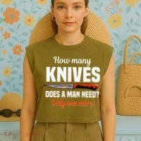 Knife Collector Enthusiast Cook Man Knives Collection Hobby Garment-Dyed Women's Muscle Tee thumb 4