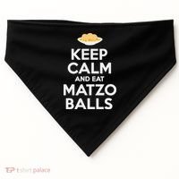 Keep Calm Eat Matzo Balls Funny Passover Jewish USA-Made Doggie Bandana thumb 0