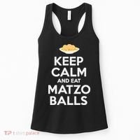 Keep Calm Eat Matzo Balls Funny Passover Jewish Women's Tank Top thumb 0