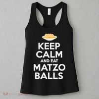 Keep Calm Eat Matzo Balls Funny Passover Jewish Women's Tank Top thumb 3