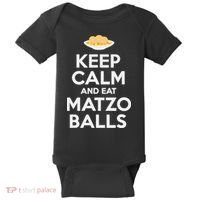 Keep Calm Eat Matzo Balls Funny Passover Jewish Baby Bodysuit thumb 0