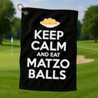 Keep Calm Eat Matzo Balls Funny Passover Jewish Golf Towel thumb 1