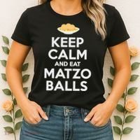 Keep Calm Eat Matzo Balls Funny Passover Jewish Women's T-Shirt thumb 2