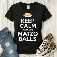 Keep Calm Eat Matzo Balls Funny Passover Jewish Women's T-Shirt thumb 3
