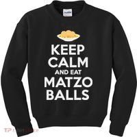 Keep Calm Eat Matzo Balls Funny Passover Jewish Kids Sweatshirt thumb 0