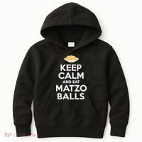 Keep Calm Eat Matzo Balls Funny Passover Jewish Kids Hoodie thumb 0