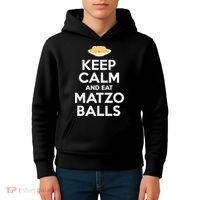 Keep Calm Eat Matzo Balls Funny Passover Jewish Kids Hoodie thumb 4