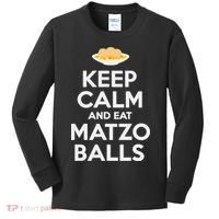 Keep Calm Eat Matzo Balls Funny Passover Jewish Kids Long Sleeve Shirt thumb 0
