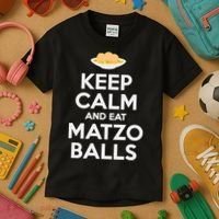 Keep Calm Eat Matzo Balls Funny Passover Jewish Kids T-Shirt thumb 3