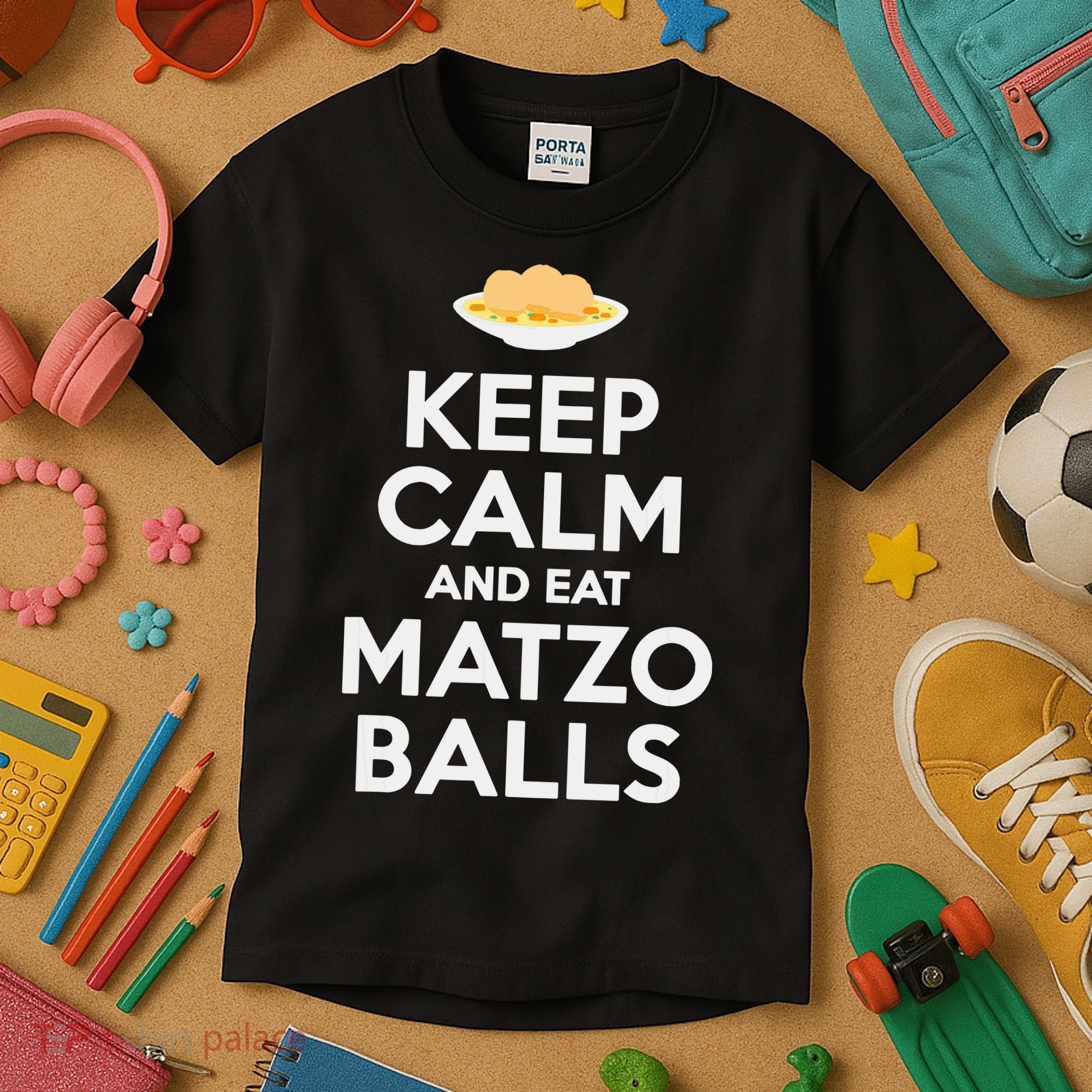 Keep Calm Eat Matzo Balls Funny Passover Jewish Kids T-Shirt