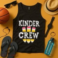 Kinder Crew Fun Kindergarten Squad Teacher 1st Day of School Tank Top thumb 4