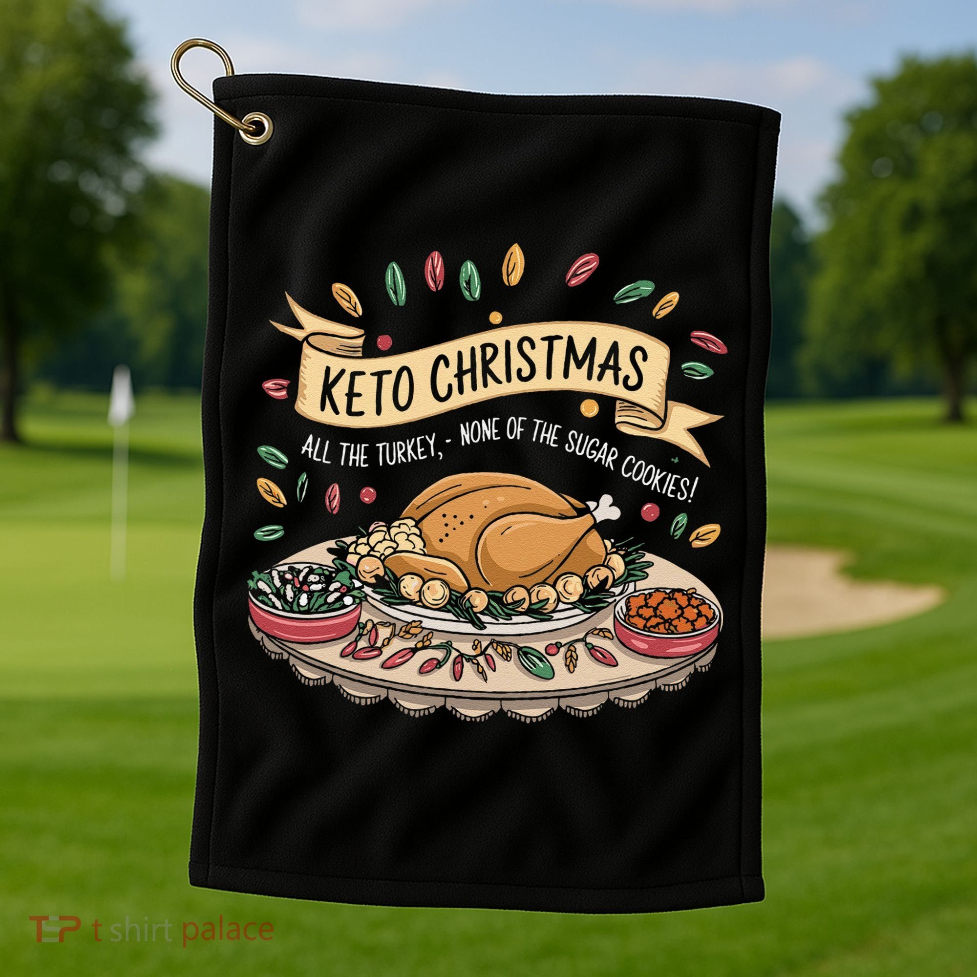 Keto Christmas Funny Low Carb Holiday Ketogenic Diet Gift Golf Towel
