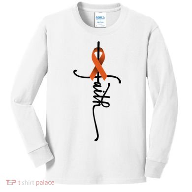Kidney Cancer Faith Kidney Cancer Awareness Support Warrior Kids Long Sleeve Shirt
