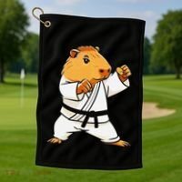 Karate Capybara Funny Martial Arts Mma Golf Towel thumb 1
