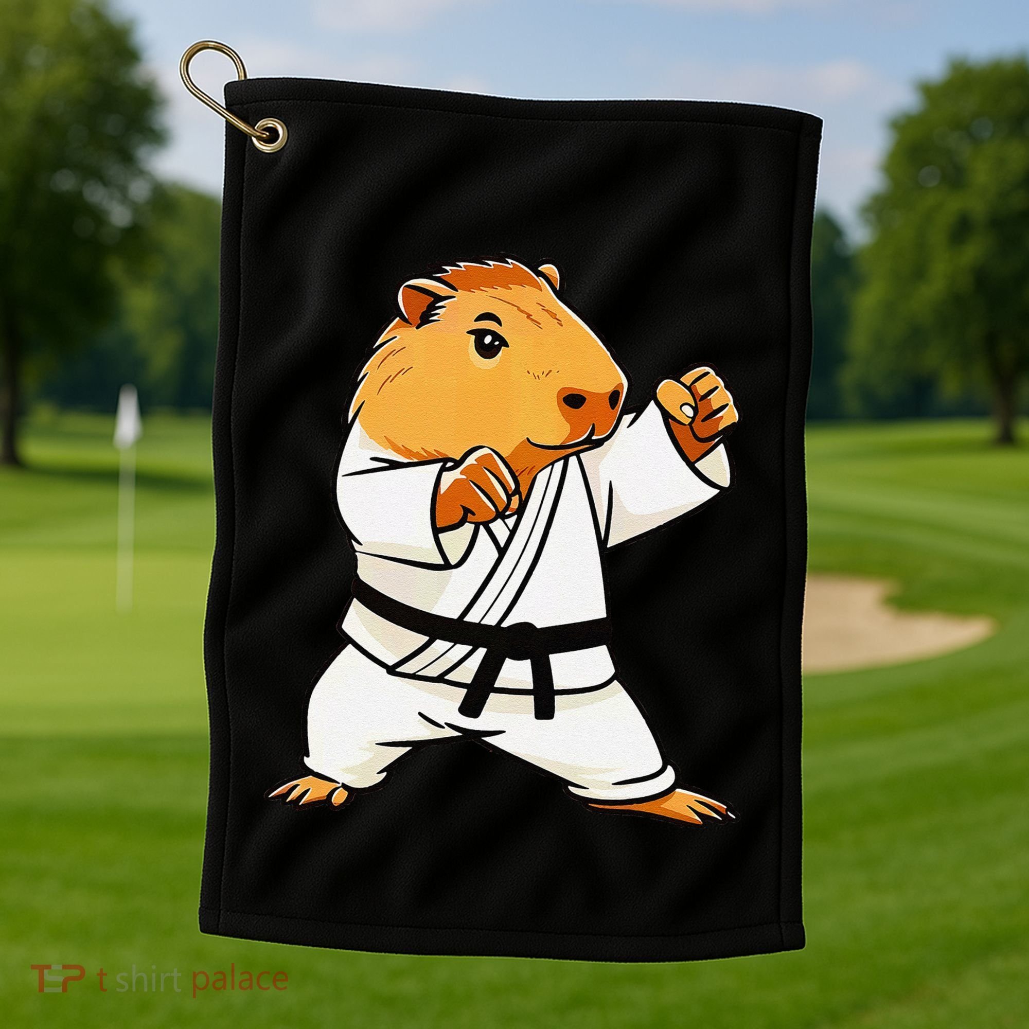 Karate Capybara Funny Martial Arts Mma Golf Towel