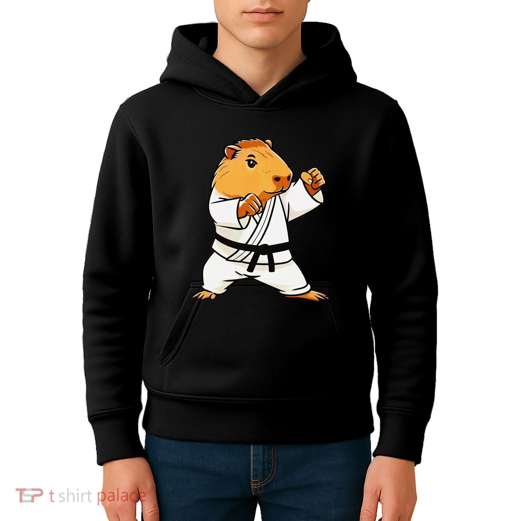 Karate Capybara Funny Martial Arts Mma Kids Hoodie