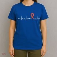 Kidney Cancer Heartbeat Kidney Cancer Awareness Ribbon Gift T-Shirt thumb 4