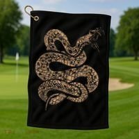King Cobra Hissing Distressed Snake Lover Gift Golf Towel thumb 1