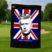 King Charles Iii Funny Gift Union Jack Royal Family Great Gift Golf Towel thumb 1