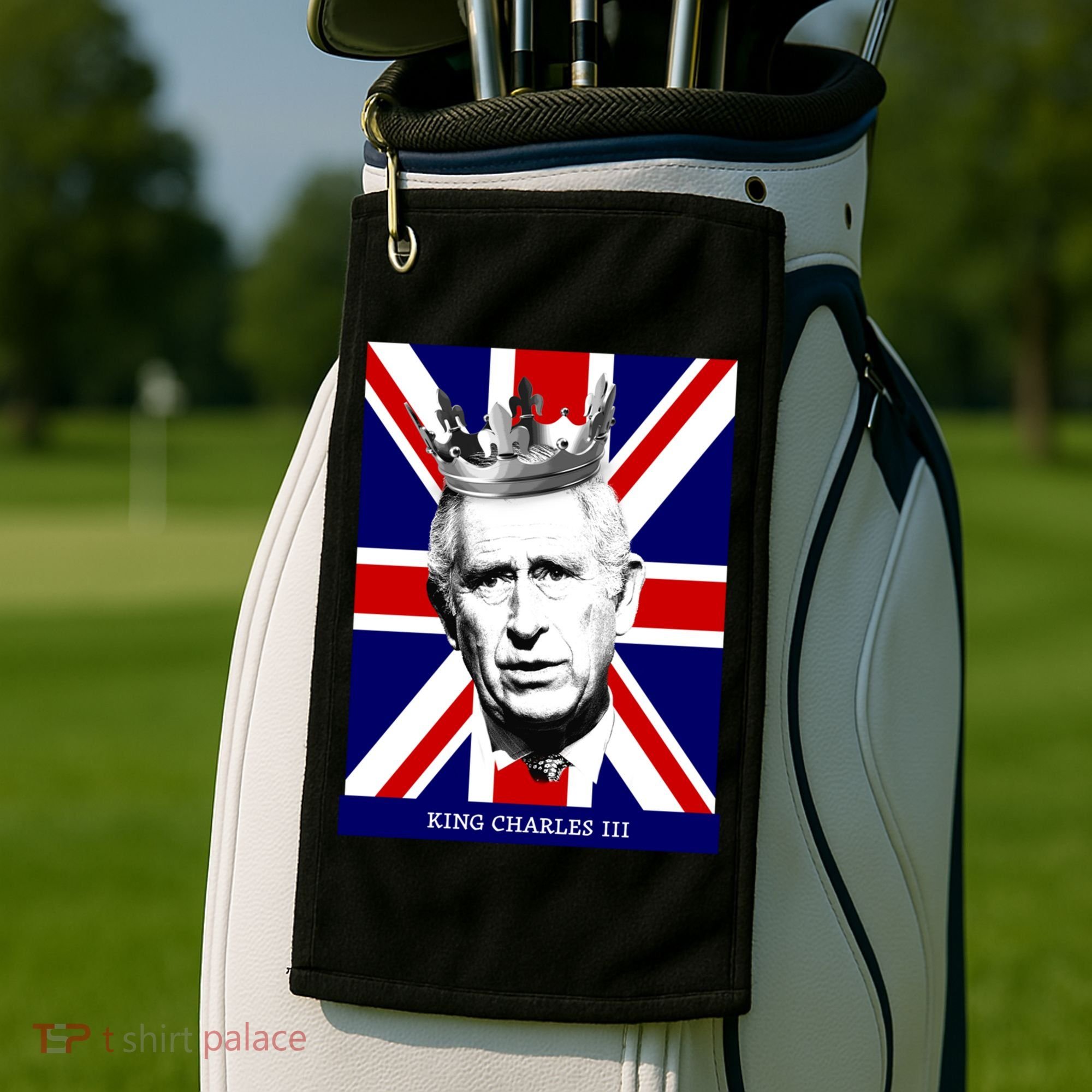 King Charles Iii Funny Gift Union Jack Royal Family Great Gift Golf Towel