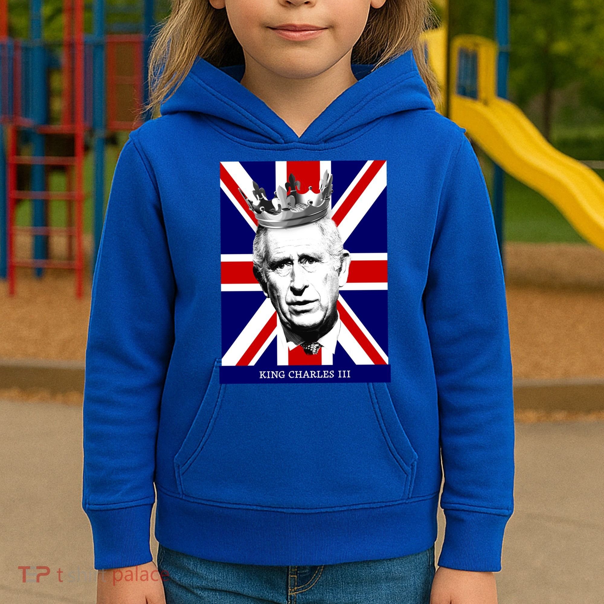 King Charles Iii Funny Gift Union Jack Royal Family Great Gift Kids Hoodie