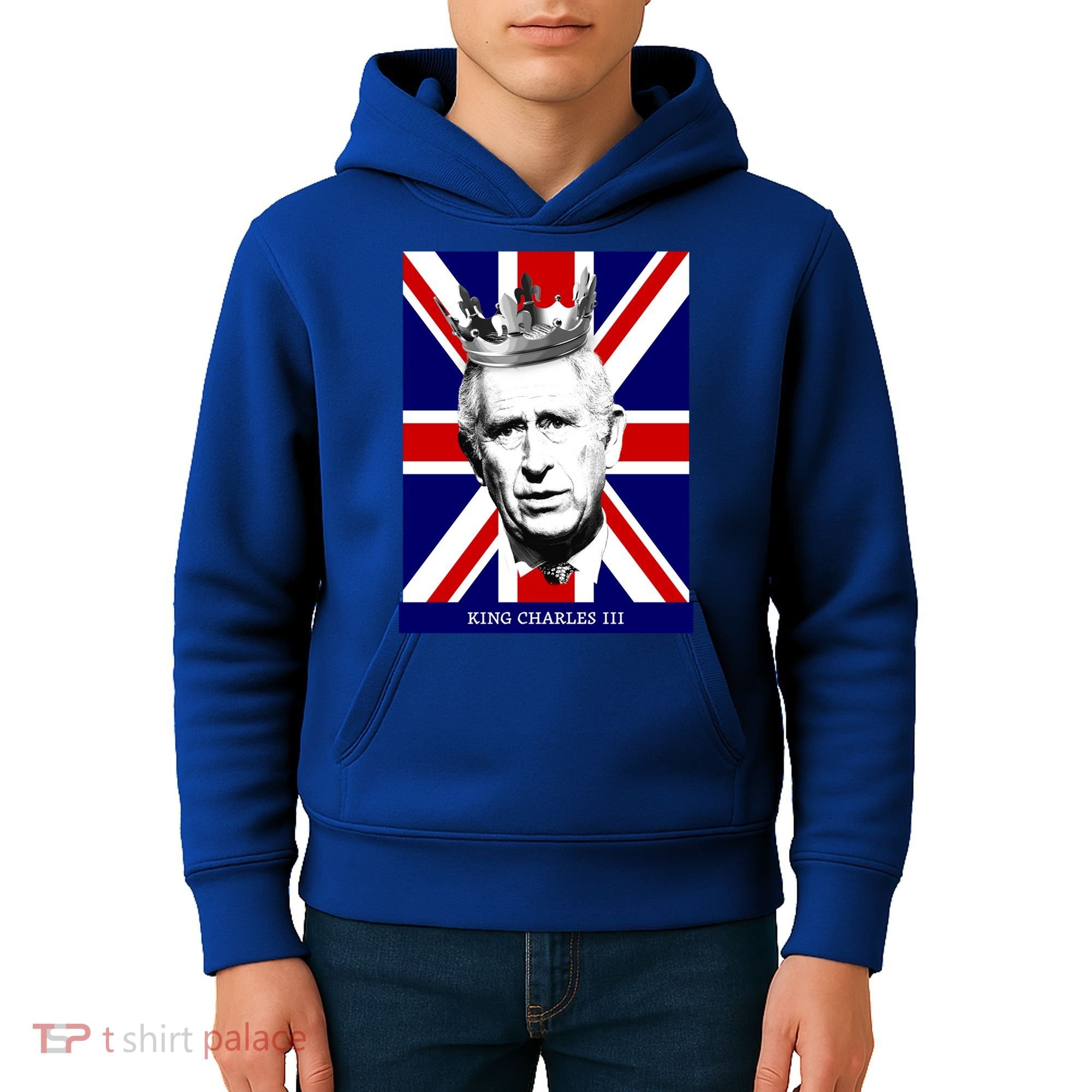 King Charles Iii Funny Gift Union Jack Royal Family Great Gift Kids Hoodie
