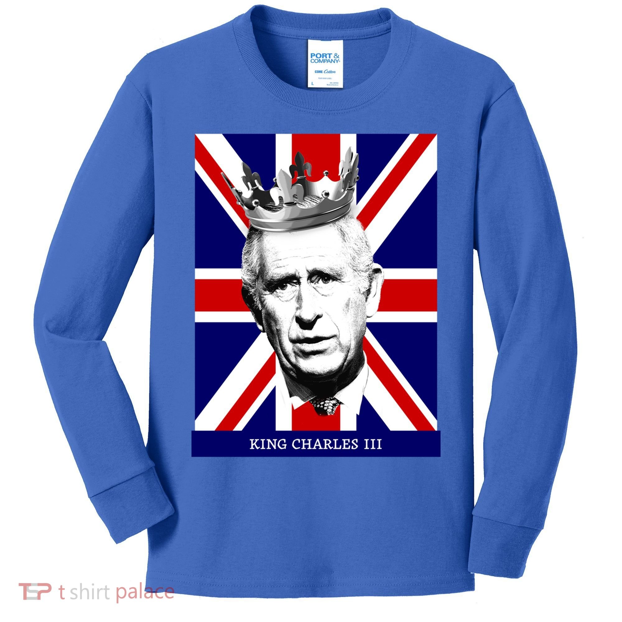 King Charles Iii Funny Gift Union Jack Royal Family Great Gift Kids Long Sleeve Shirt