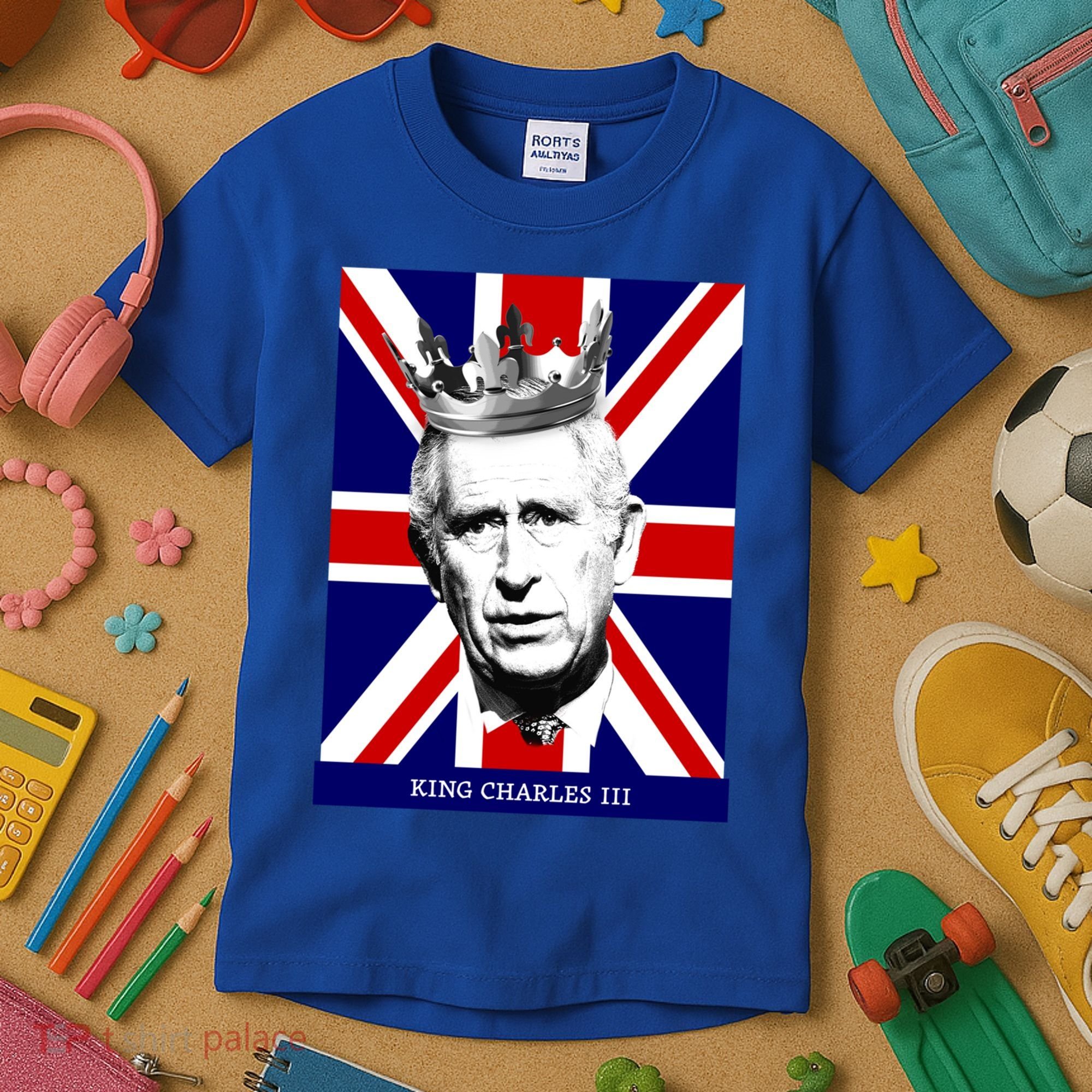King Charles Iii Funny Gift Union Jack Royal Family Great Gift Kids T-Shirt