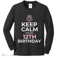 Keep Calm It's My Birthday 12th 12 Year Old Kids Long Sleeve Shirt thumb 0