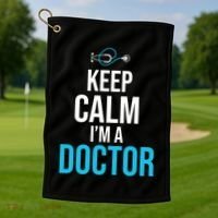 Keep Calm I'm A Doctor Funny Gift Medical Student Gift Golf Towel thumb 1
