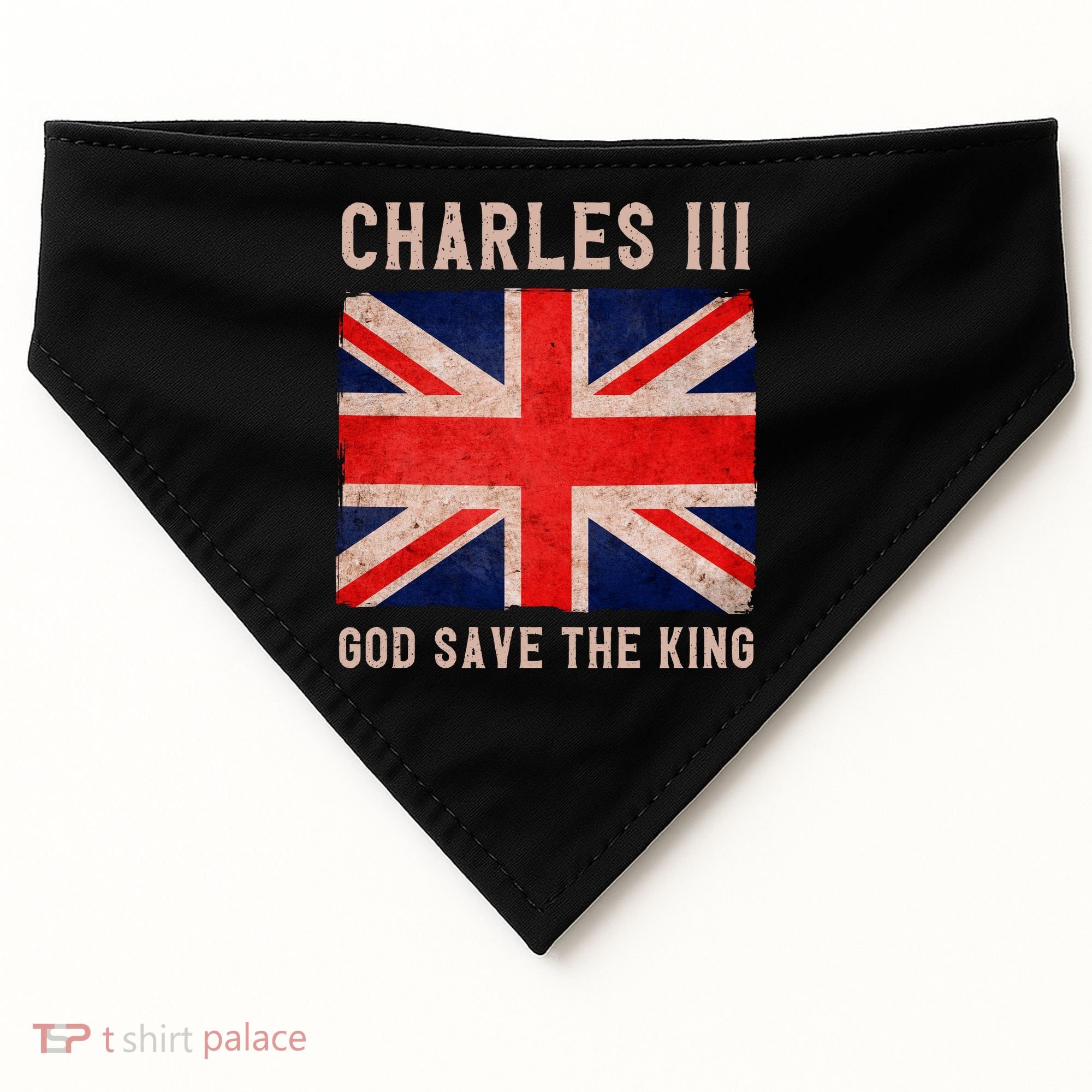 King Charles III God Save The King Monarchy UK USA-Made Doggie Bandana