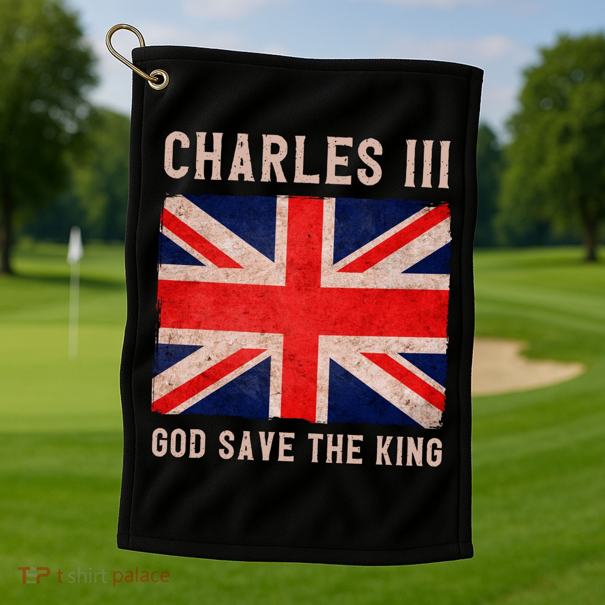 King Charles III God Save The King Monarchy UK Golf Towel