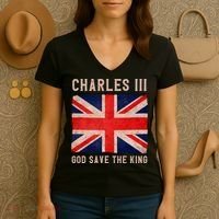 King Charles III God Save The King Monarchy UK Women's V-Neck T-Shirt thumb 3