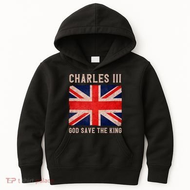 King Charles III God Save The King Monarchy UK Kids Hoodie