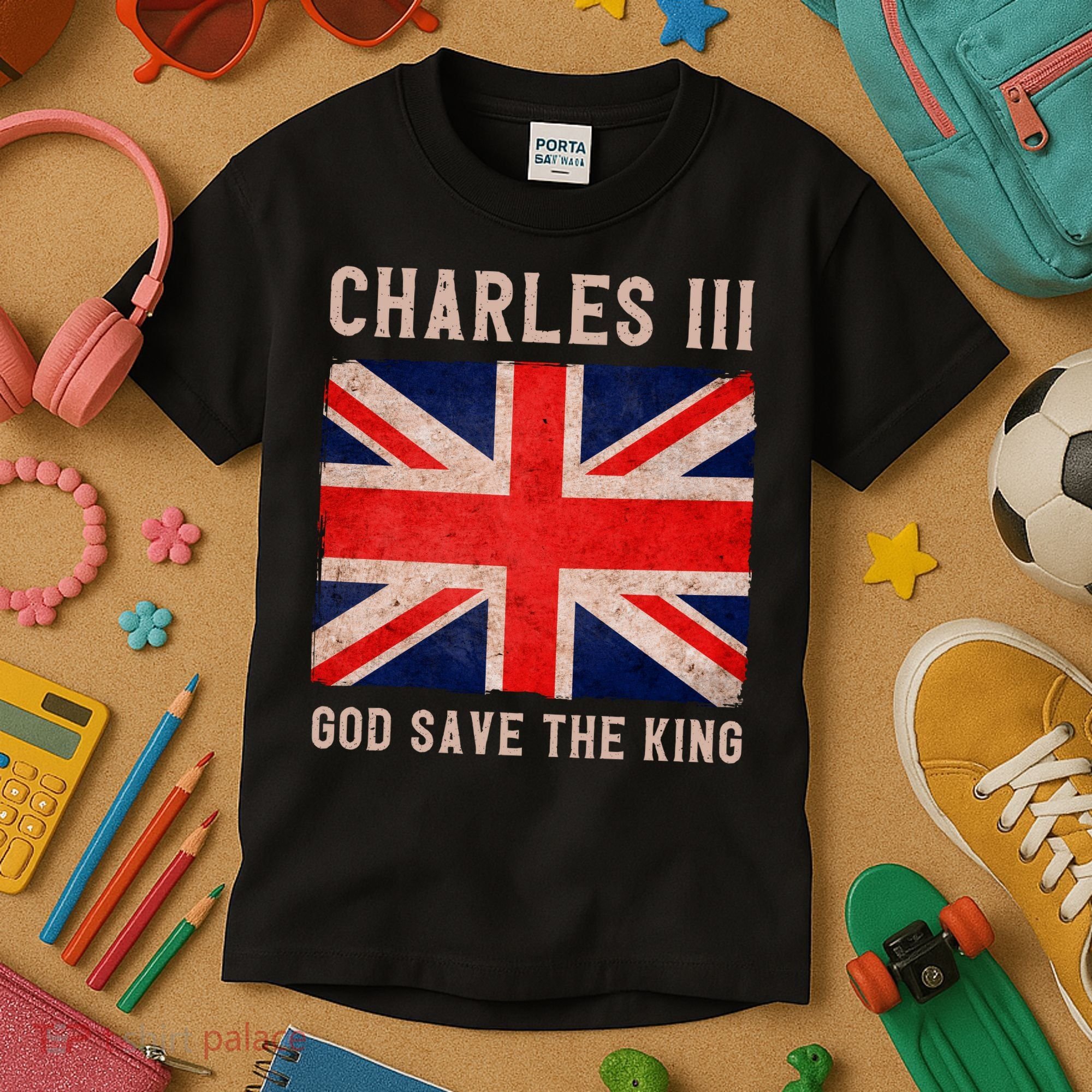 King Charles III God Save The King Monarchy UK Kids T-Shirt