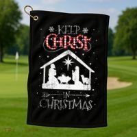 Keep Christ In Christmas Nativity Jesus Christian Christmas Golf Towel thumb 1