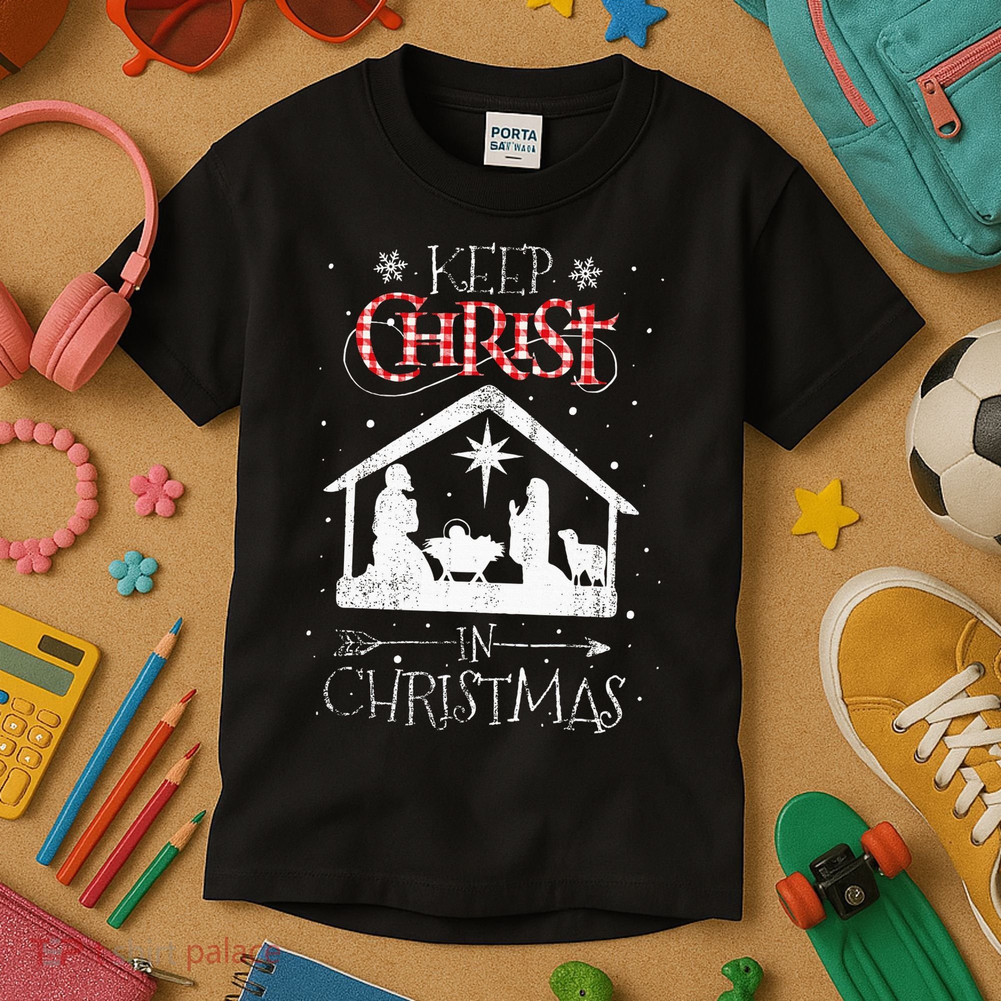 Keep Christ In Christmas Nativity Jesus Christian Christmas Kids T-Shirt