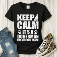 Keep Calm It's A Doberman Not A Freakin' Shark Dog Women's T-Shirt thumb 3