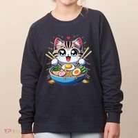 Kawaii Cat Japanese Anime Manga Cat Ramen Women's Sweatshirt thumb 0