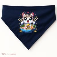 Kawaii Cat Japanese Anime Manga Cat Ramen USA-Made Doggie Bandana thumb 0