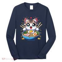 Kawaii Cat Japanese Anime Manga Cat Ramen Long Sleeve Shirt thumb 0