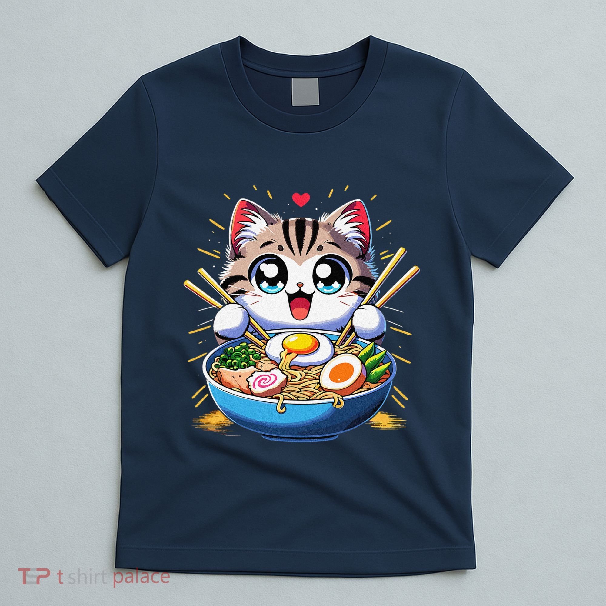 Kawaii Cat Japanese Anime Manga Cat Ramen T-Shirt