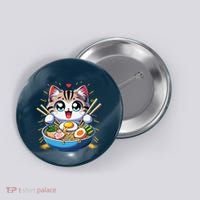 Kawaii Cat Japanese Anime Manga Cat Ramen Button thumb 0