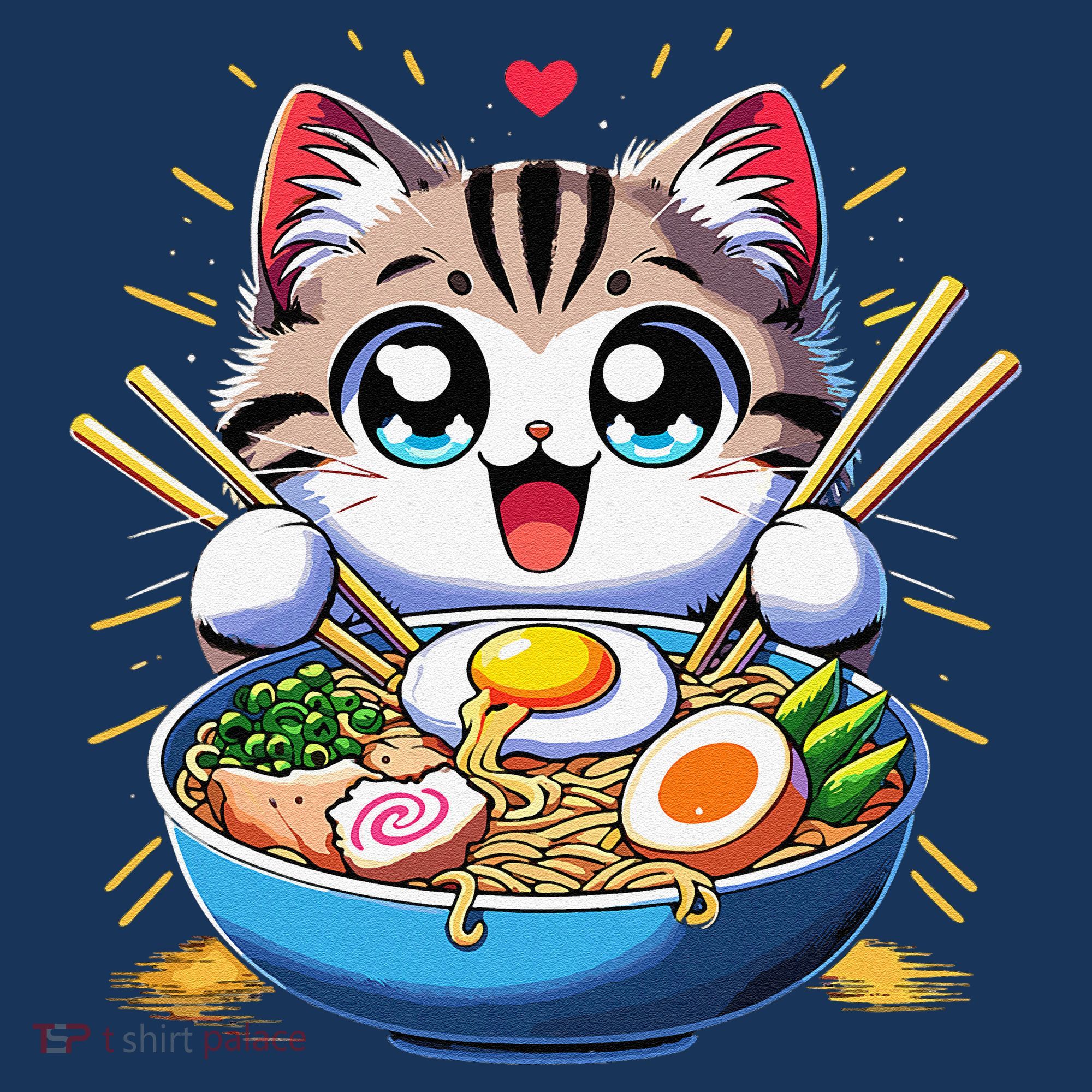Kawaii Cat Japanese Anime Manga Cat Ramen Polo