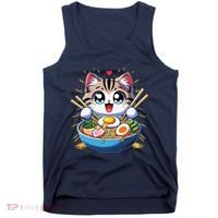 Kawaii Cat Japanese Anime Manga Cat Ramen Tank Top thumb 0